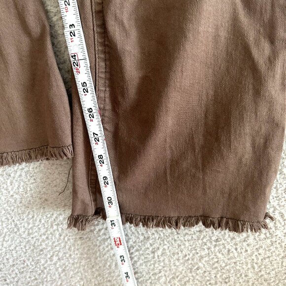 Subdued Soft Flare Jeans Womens High Rise Smile Brown Raw Hems Stretch - Picture 5 of 16